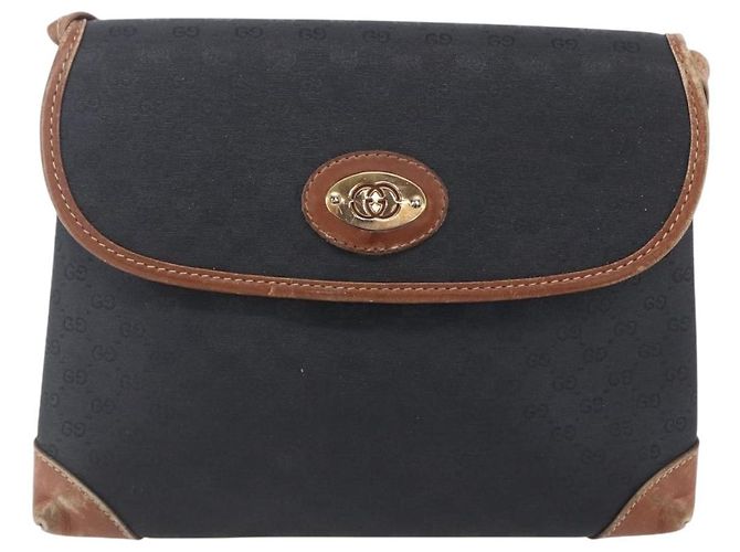 Gucci Borsa a Spalla Micro GG Supreme PVC Nero Oro 007 92 5548 Auth ep11795 D'oro - vista 13