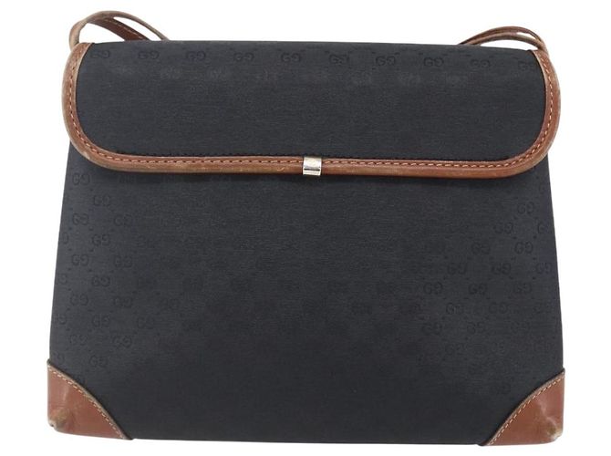 Gucci Borsa a Spalla Micro GG Supreme PVC Nero Oro 007 92 5548 Auth ep11795 D'oro - vista 2