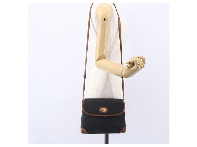 Gucci Borsa a Spalla Micro GG Supreme PVC Nero Oro 007 92 5548 Auth ep11795 D'oro - vista 23