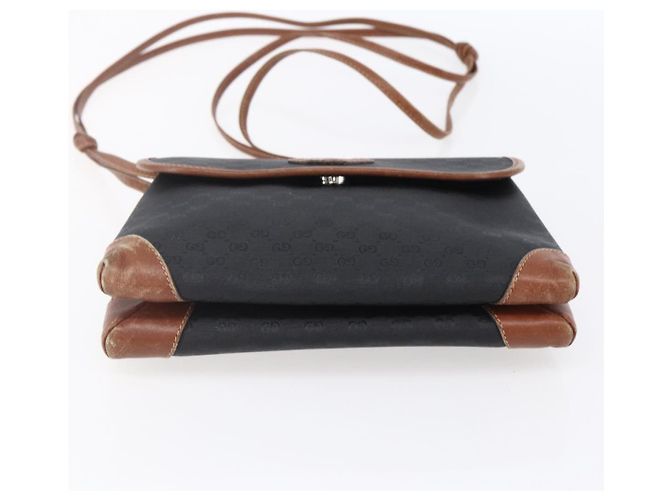 Gucci Borsa a Spalla Micro GG Supreme PVC Nero Oro 007 92 5548 Auth ep11795 D'oro - vista 5