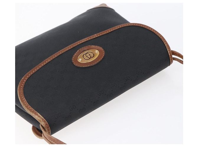 Gucci Borsa a Spalla Micro GG Supreme PVC Nero Oro 007 92 5548 Auth ep11795 D'oro - vista 6