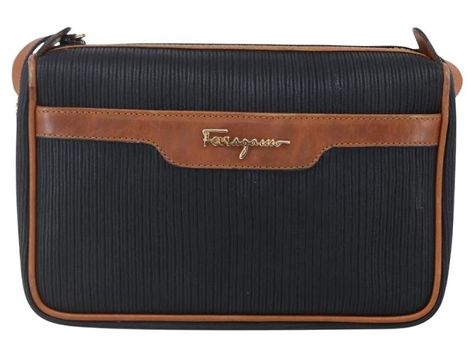 Borsa a Spalla Salvatore Ferragamo in Pelle PVC Nera Oro Auth BA7532 Nero D'oro - vista 13