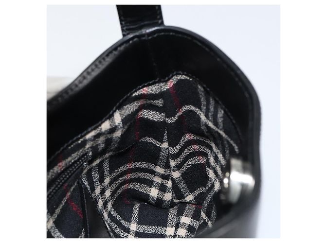 Borsa a mano in pelle nera e argento autentica BA7572 di BURBERRY Nero - vista 18