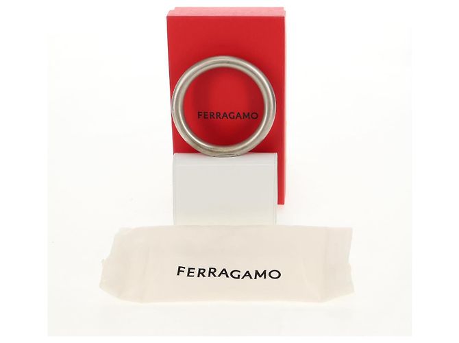 Pochette in pelle bianca e argento Auth 150881AV di Salvatore Ferragamo Bianco - vista 12