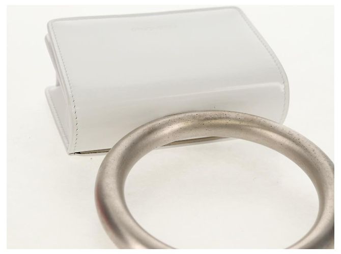 Pochette in pelle bianca e argento Auth 150881AV di Salvatore Ferragamo Bianco - vista 7