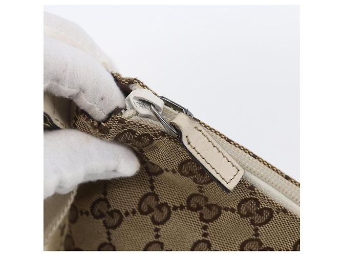 Borsa a Spalla GG Canvas Gucci Beige Argento 145857 Auth 153476 - vista 10