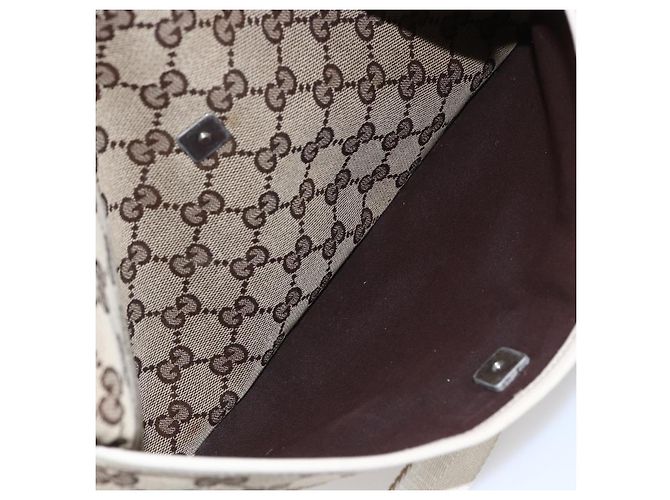 Borsa a Spalla GG Canvas Gucci Beige Argento 145857 Auth 153476 - vista 22