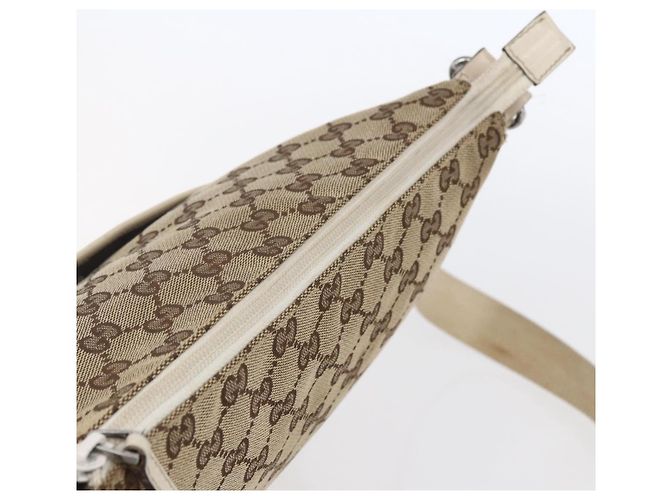 Borsa a Spalla GG Canvas Gucci Beige Argento 145857 Auth 153476 - vista 6