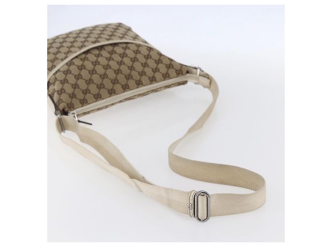 Borsa a Spalla GG Canvas Gucci Beige Argento 145857 Auth 153476 - vista 7