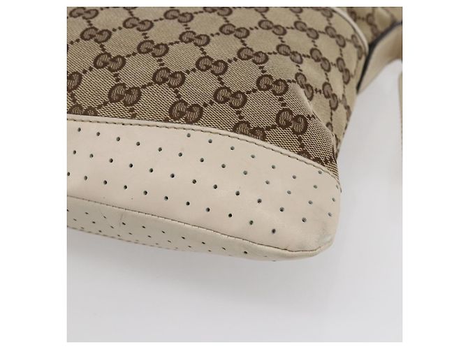 Borsa a Spalla GG Canvas Gucci Beige Argento 145857 Auth 153476 - vista 9