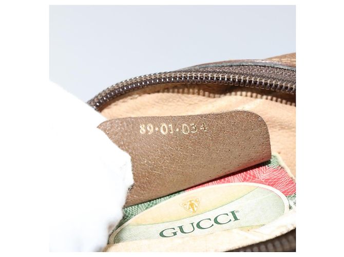 GUCCI GG Supreme Web Sherry Line Clutch Bag PVC Beige Rosso 89 01 034 Auth 149786 - vista 12