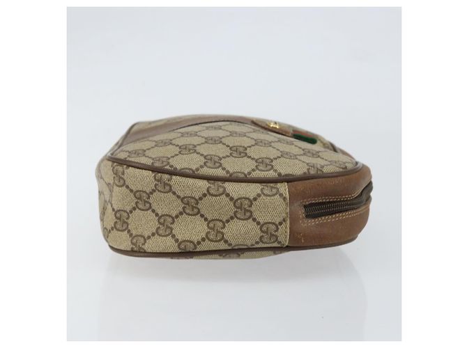 GUCCI GG Supreme Web Sherry Line Clutch Bag PVC Beige Rosso 89 01 034 Auth 149786 - vista 3