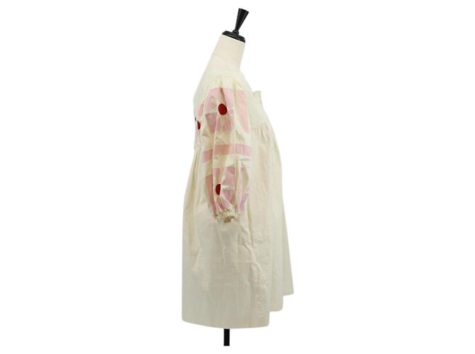Miu Miu Mono de algodón blanco Auth 152442 - vista 4