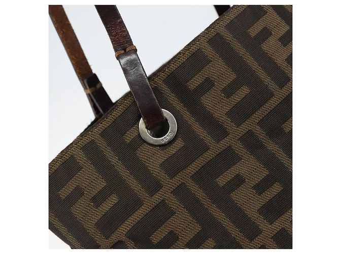 Borsa a mano in tela Zucca FENDI nera e marrone Auth BA7544 Nero - vista 10