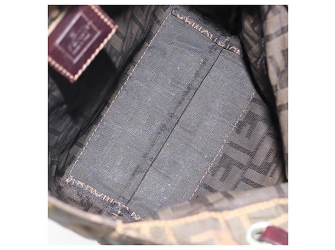 Borsa a mano in tela Zucca FENDI nera e marrone Auth BA7544 Nero - vista 11