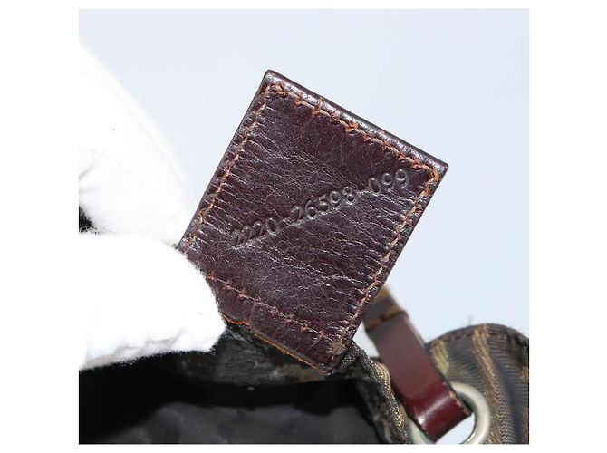 Borsa a mano in tela Zucca FENDI nera e marrone Auth BA7544 Nero - vista 12