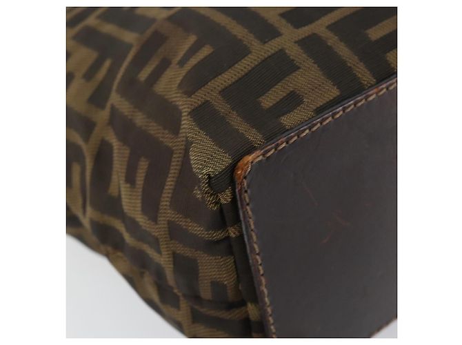 Borsa a mano in tela Zucca FENDI nera e marrone Auth BA7544 Nero - vista 14