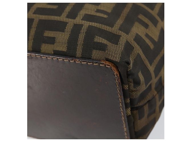 Borsa a mano in tela Zucca FENDI nera e marrone Auth BA7544 Nero - vista 15