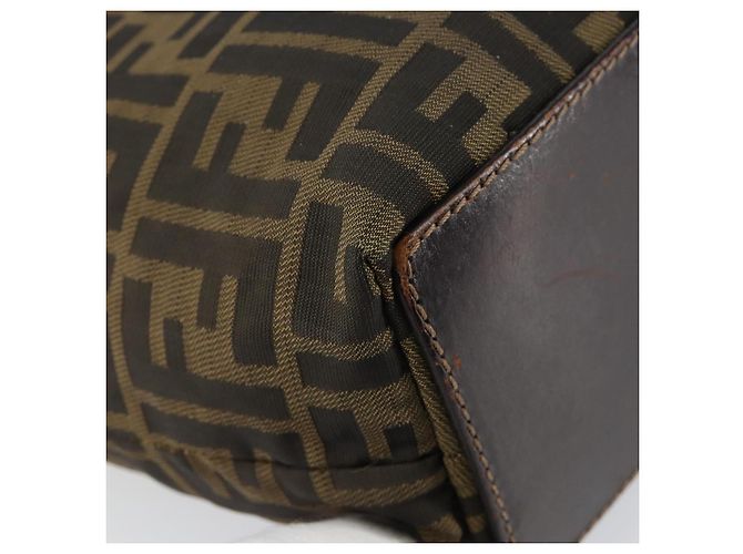 Borsa a mano in tela Zucca FENDI nera e marrone Auth BA7544 Nero - vista 16