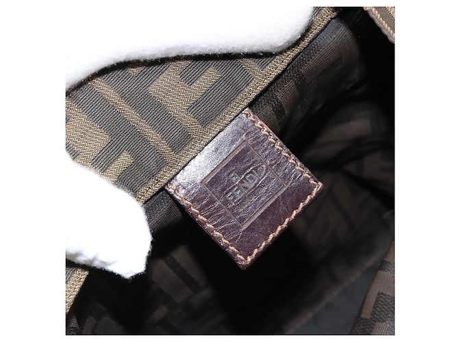 Borsa a mano in tela Zucca FENDI nera e marrone Auth BA7544 Nero - vista 17