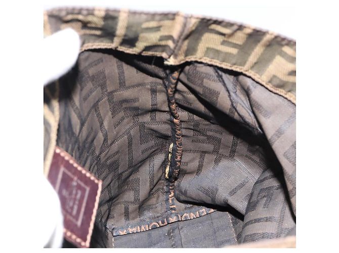 Borsa a mano in tela Zucca FENDI nera e marrone Auth BA7544 Nero - vista 18