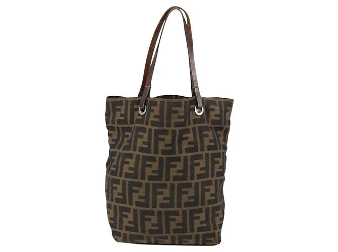 Borsa a mano in tela Zucca FENDI nera e marrone Auth BA7544 Nero - vista 2