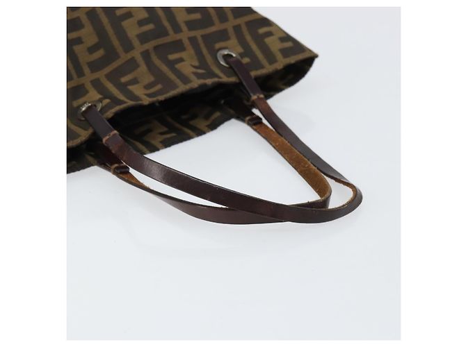 Borsa a mano in tela Zucca FENDI nera e marrone Auth BA7544 Nero - vista 7