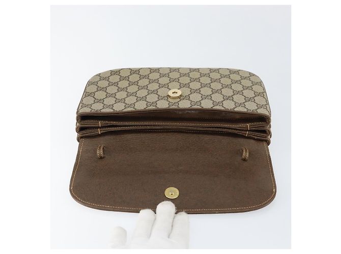 Gucci Borsa a Spalla GG Supreme PVC Beige Oro 004 106 0024 Auth 152353 D'oro - vista 8