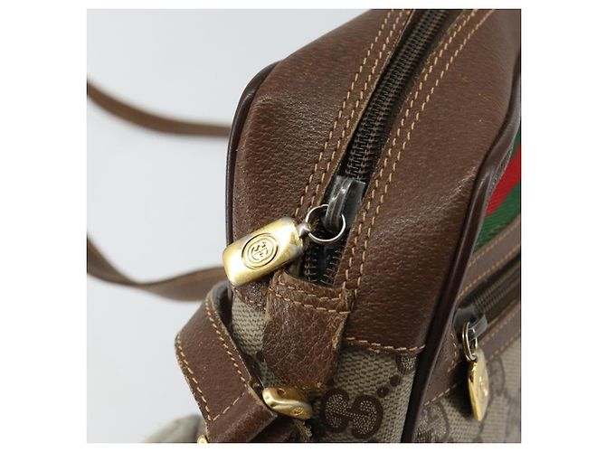 Bolsa Sherry Line GG Supreme Web da GUCCI em PVC bege e vermelho 56 02 087 Auth 151921 - vista 18