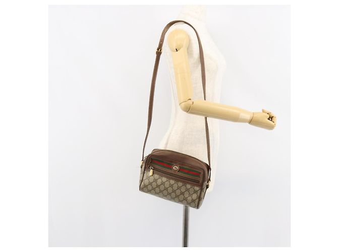Bolsa Sherry Line GG Supreme Web da GUCCI em PVC bege e vermelho 56 02 087 Auth 151921 - vista 23