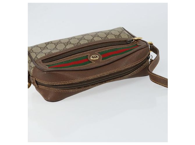 Bolsa Sherry Line GG Supreme Web da GUCCI em PVC bege e vermelho 56 02 087 Auth 151921 - vista 6