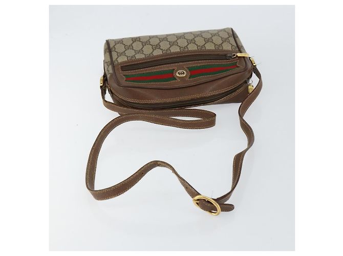 Bolsa Sherry Line GG Supreme Web da GUCCI em PVC bege e vermelho 56 02 087 Auth 151921 - vista 7