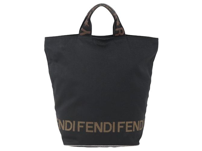 Borsa a mano FENDI in nylon nero Auth ep11928 - vista 13