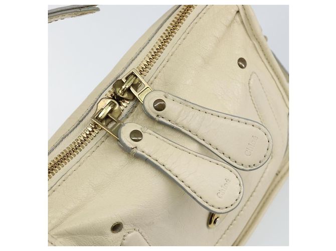 Chloé Borsa a Mano Chloe in Pelle Bianca e Oro Auth BA7569 Bianco D'oro - vista 10