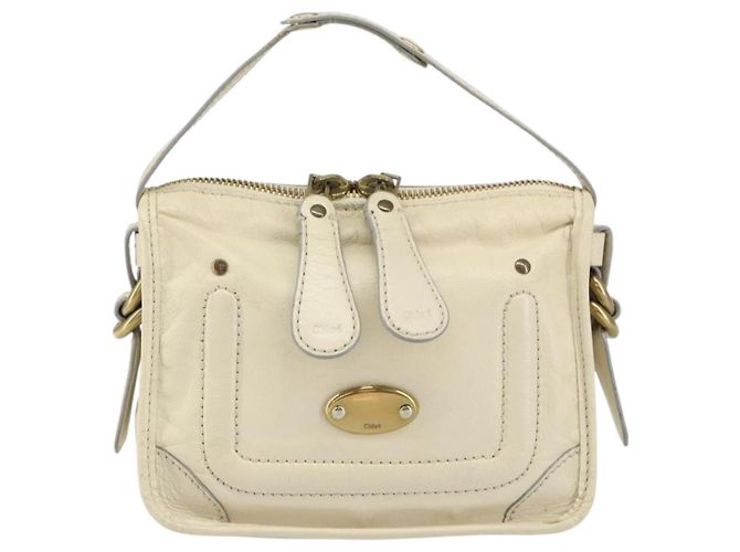 Chloé Borsa a Mano Chloe in Pelle Bianca e Oro Auth BA7569 Bianco D'oro - vista 13