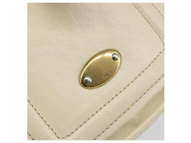 Chloé Borsa a Mano Chloe in Pelle Bianca e Oro Auth BA7569 Bianco D'oro - vista 17