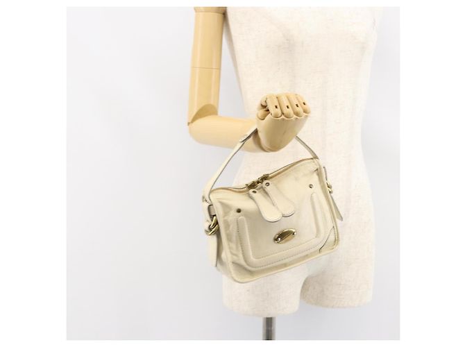 Chloé Borsa a Mano Chloe in Pelle Bianca e Oro Auth BA7569 Bianco D'oro - vista 22