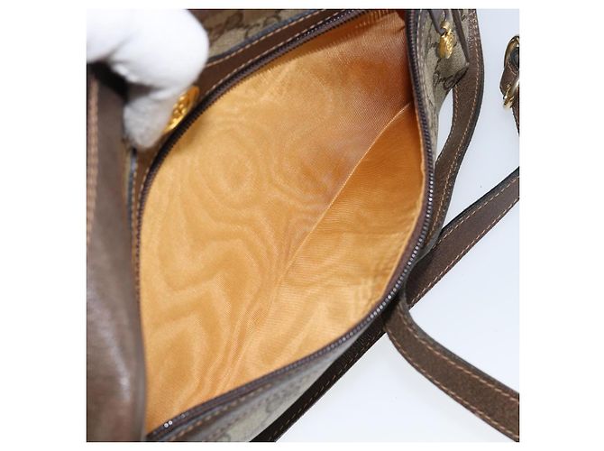 Borsa Sherry Line GG Supreme Web di GUCCI in PVC Beige e Oro 75 001 4071 Auth ka127 D'oro - vista 11