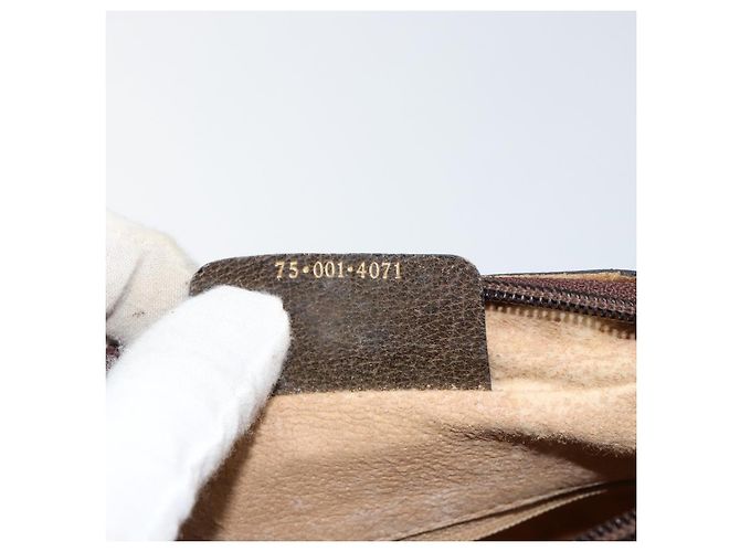 Borsa Sherry Line GG Supreme Web di GUCCI in PVC Beige e Oro 75 001 4071 Auth ka127 D'oro - vista 12