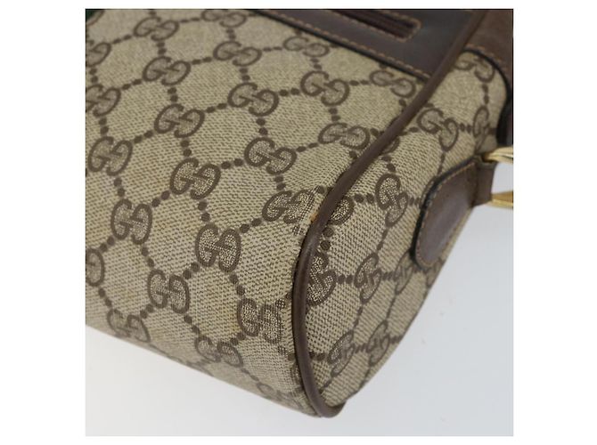 Borsa Sherry Line GG Supreme Web di GUCCI in PVC Beige e Oro 75 001 4071 Auth ka127 D'oro - vista 14