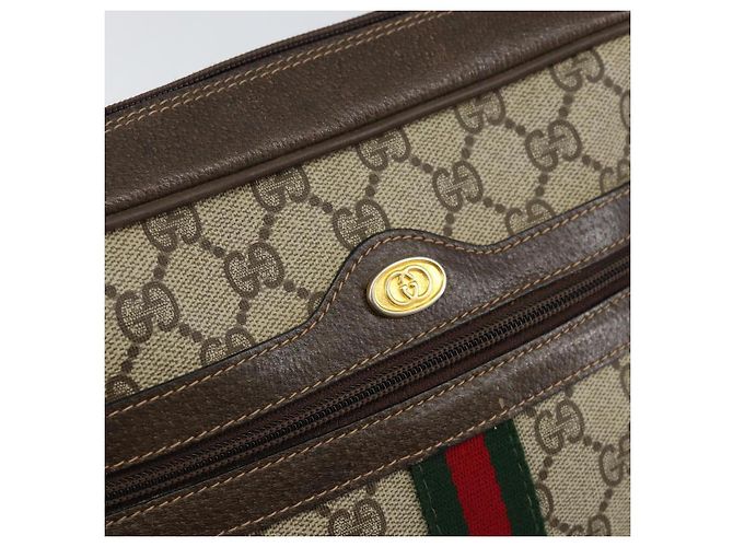 Borsa Sherry Line GG Supreme Web di GUCCI in PVC Beige e Oro 75 001 4071 Auth ka127 D'oro - vista 18