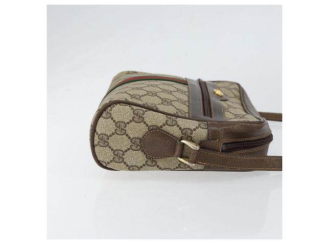 Borsa Sherry Line GG Supreme Web di GUCCI in PVC Beige e Oro 75 001 4071 Auth ka127 D'oro - vista 3