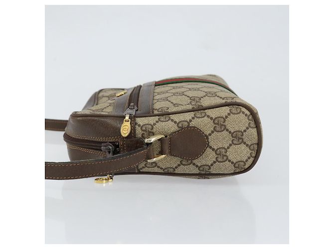 Borsa Sherry Line GG Supreme Web di GUCCI in PVC Beige e Oro 75 001 4071 Auth ka127 D'oro - vista 4