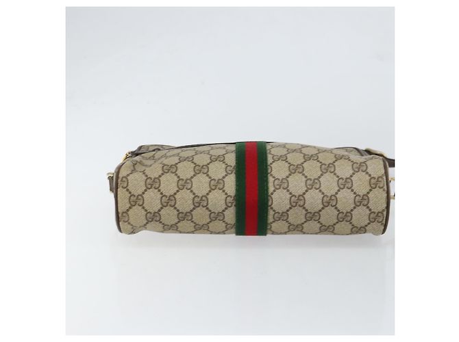 Borsa Sherry Line GG Supreme Web di GUCCI in PVC Beige e Oro 75 001 4071 Auth ka127 D'oro - vista 5