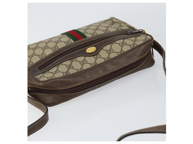 Borsa Sherry Line GG Supreme Web di GUCCI in PVC Beige e Oro 75 001 4071 Auth ka127 D'oro - vista 6