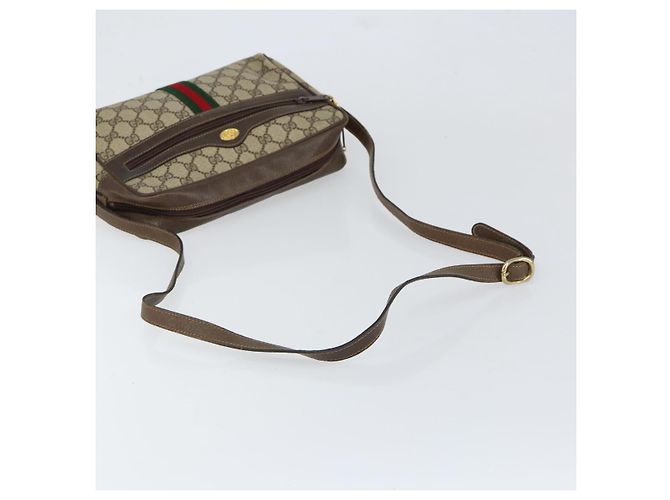 Borsa Sherry Line GG Supreme Web di GUCCI in PVC Beige e Oro 75 001 4071 Auth ka127 D'oro - vista 7
