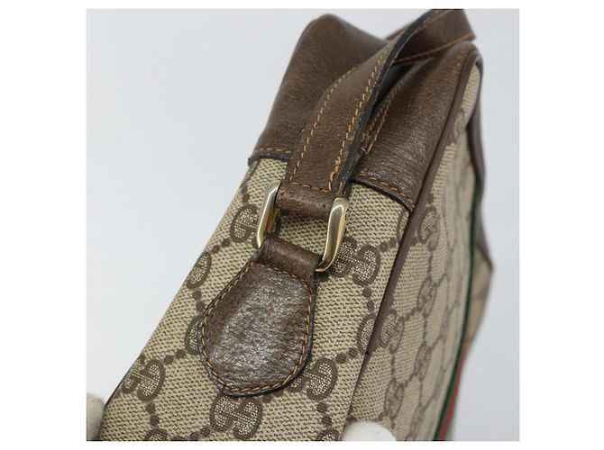 Borsa Sherry Line GG Supreme Web di GUCCI in PVC Beige e Oro 75 001 4071 Auth ka127 D'oro - vista 9