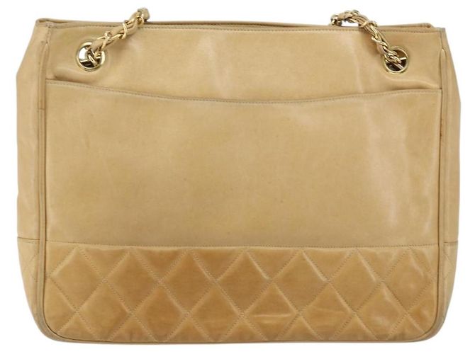 Borsa a Spalla CHANEL in Pelle di Agnello Beige Oro CC Auth BA7752 D'oro - vista 13