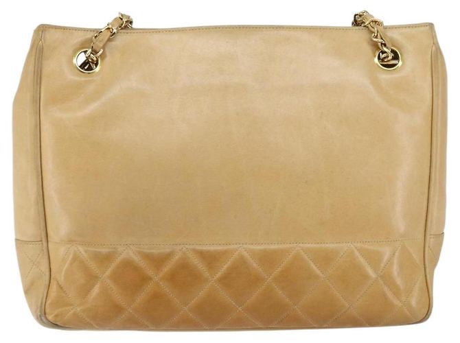 Borsa a Spalla CHANEL in Pelle di Agnello Beige Oro CC Auth BA7752 D'oro - vista 2
