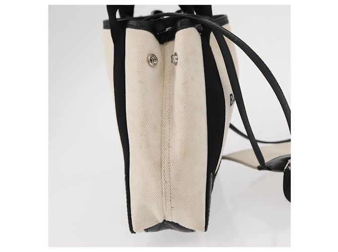 Balenciaga Borsa a mano Cabas Navy in tela 2 in 1 Bianco Nero 390346 Auth ep11845 - vista 4